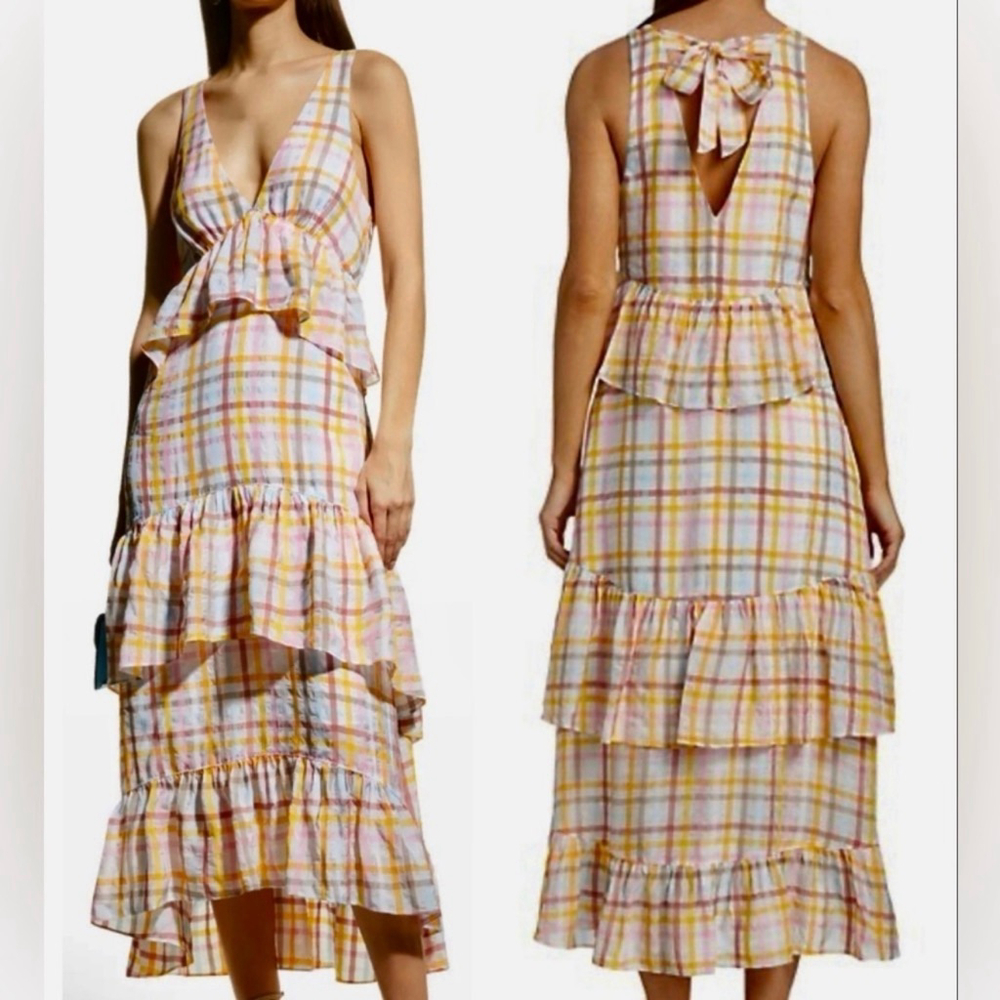 New Cinq a Sept Midi Astor Dress Ruffles Women's 10 Tiered
